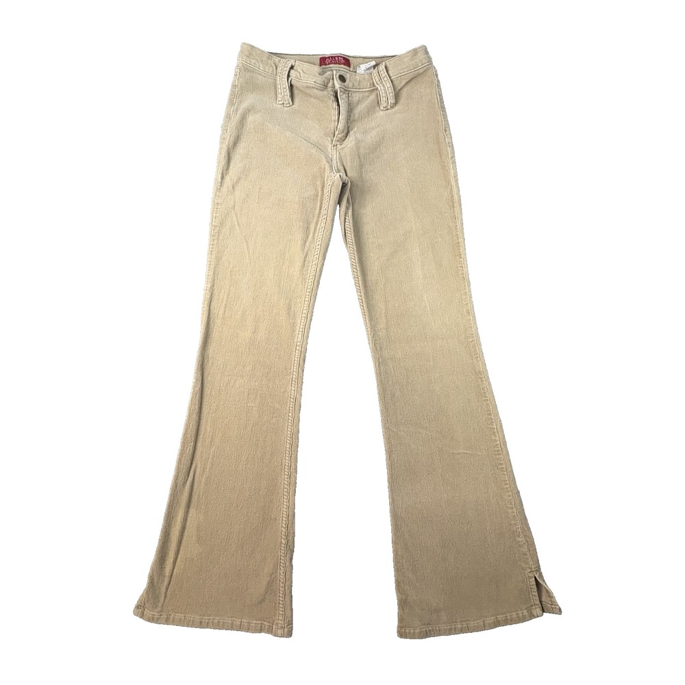 VTG Y2K Allen by ABS Womens 12 (31x31.75) Tan Corduroy Flare Split Hem Pants USA